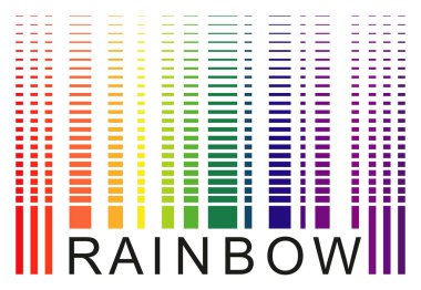 Simulate barcode words-rainbow, discrete gradient isolated on wh clipart