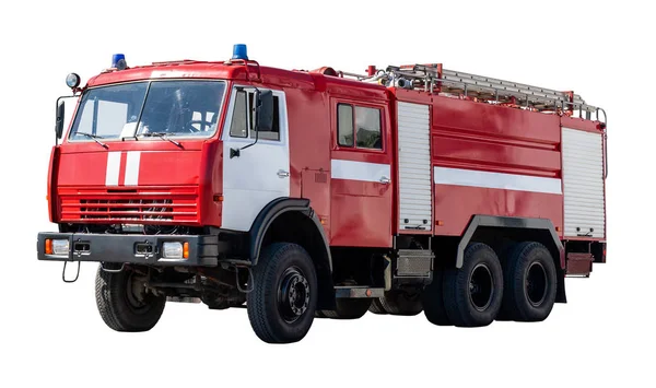 Rusya'nın büyük kırmızı kurtarma arabası, beyaz izole.