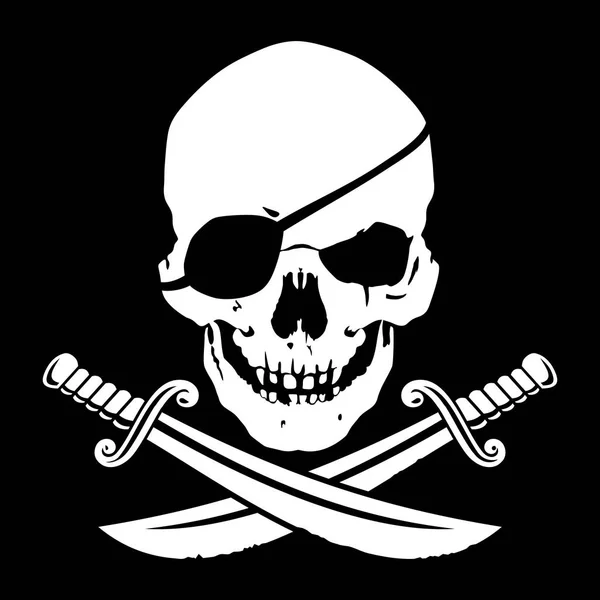 Jolly Roger, skull with crossed daggers — Stock Vector