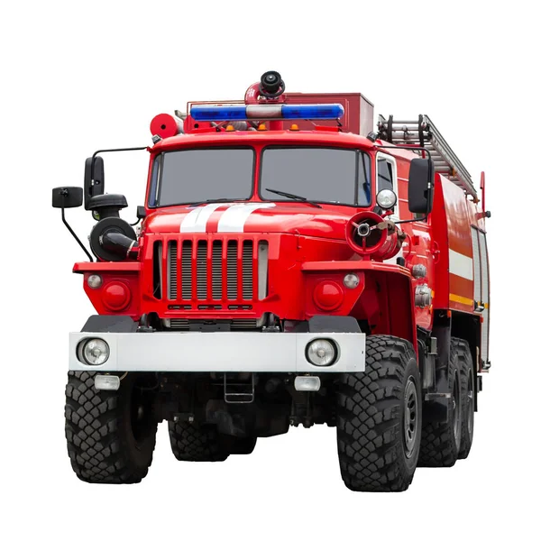 İtfaiye aracı. Rusya'nın büyük kırmızı kurtarma arabası, w izole — Stok fotoğraf
