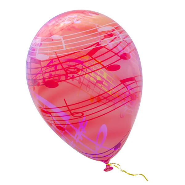 气球与抽象的彩色音乐背景的图像。三维 — 图库照片