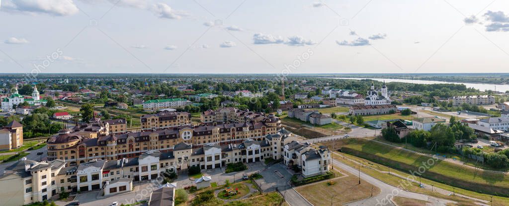 Panorama of the city of Tobolsk on a summer day. 