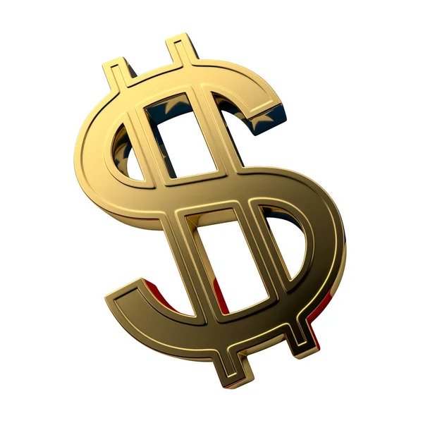 Three-dimensional golden dollar sign with reflection of the Amer — Stock Photo, Image