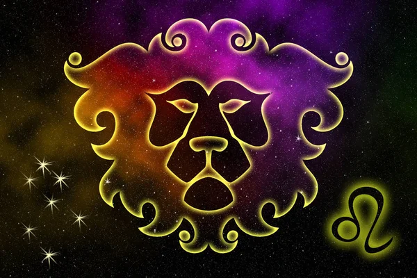 The astrological sign of the zodiac is Leo, against the backgrou
