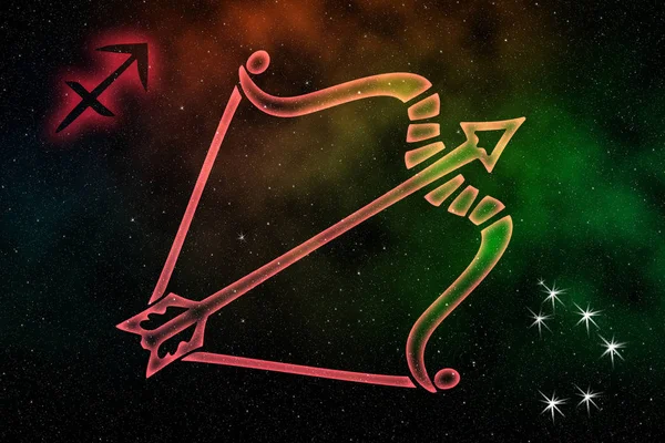 Das astrologische Zeichen des Tierkreises ist Sagittarius, gegen die — Stockfoto