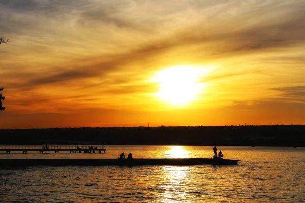 Ηλιοβασίλεμα Στη Λίμνη Του Paranoa Μπραζίλια Βραζιλία Φωτογραφία Αρχείου