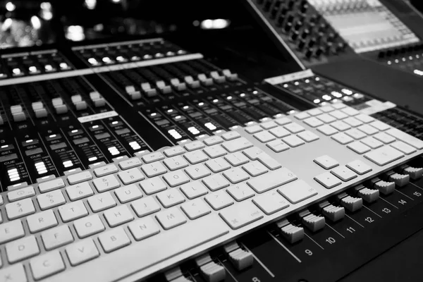 Close Van Groothoek Van Pro Audio Digitale Mixing Console Toetsenbord — Stockfoto