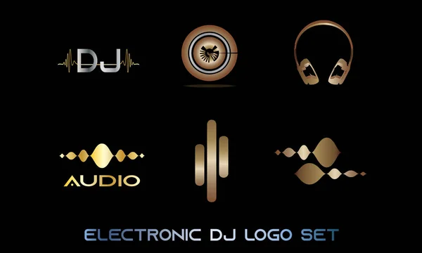 Multi Vectores Pack Set Audio Dance Music Logo Concepto Onda — Vector de stock