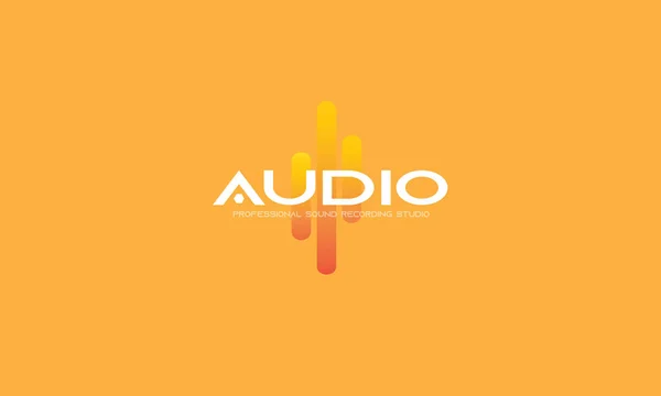 Ses dans Dj müzik kayıt stüdyo amblem Logo Logo, kavram ses grafik equilizer. Parlak turuncu amaç, kırmızı, turuncu ve sarı degrade ses eq şekli