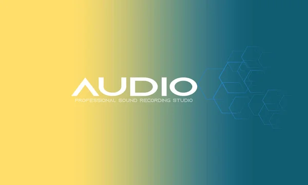 オーディオ ダンス 音楽ロゴ コンセプト サウンド ウェーブ スタジオ エンブレムのロゴ 暗い青色の背景と六角形の図形を記録 — ストックベクタ