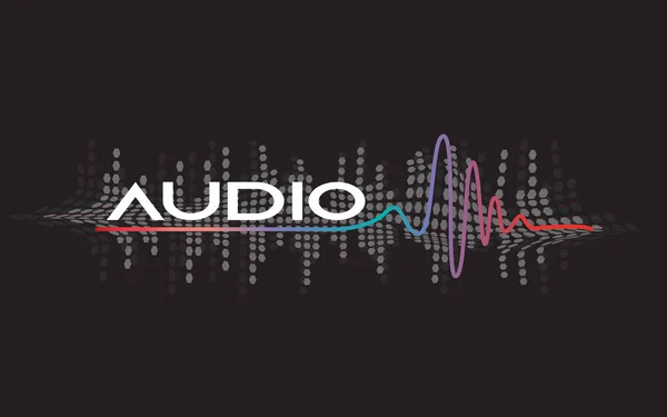 Audio Dance Musik Logo Konzept Soundwelle Aufnahmestudio Emblem Logo Dunkelschwarzen — Stockvektor