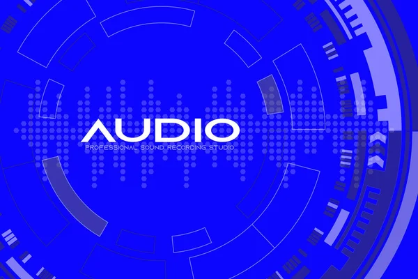 Ses dans Dj müzik kayıt stüdyo amblem Logo, koyu mavi arka plan, teknoloji şekilleri Logo, ses dalga kavramı,