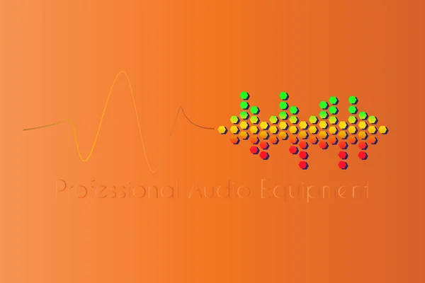 Ses dans Dj müzik kayıt stüdyo amblem Logo, parlak turuncu arka plan, çok renkli grafik eq Logo, ses dalga kavramı,