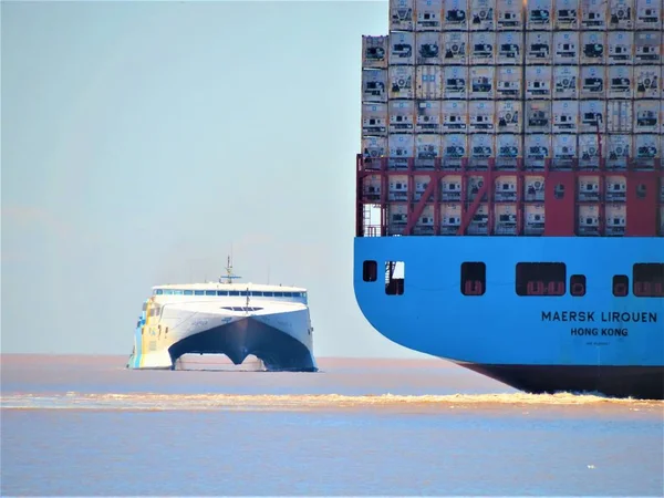 Buenos Aires Argentina Vista Ferry Container Ship — Fotografia de Stock