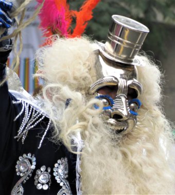 Buenos Aires, Arjantin Bolivya karnaval. İnsanlar güzel renkli kostüm ve maskeleri.
