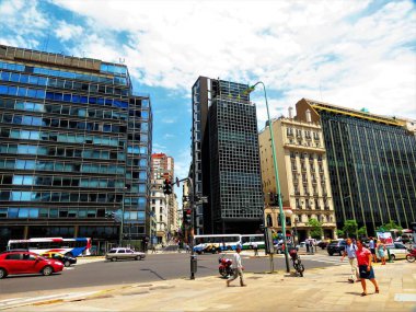 Buenos Aires, Arjantin-10 Kasım 2017. Leandro alem Bulvarı. Buenos Aires şehir manzarası.