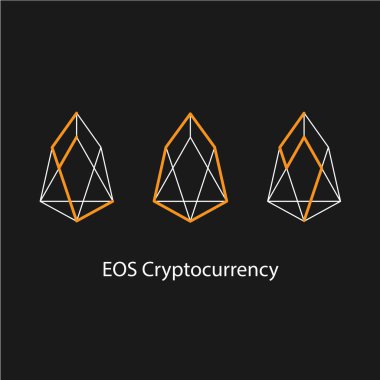 EOS kripto para birimi logosuna siyah. Logo simge anlamı. Akıllı teknolojiler