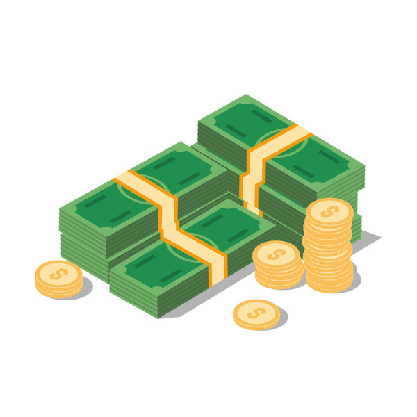 Куча денег и монет. Векторная изоляция
.