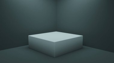 ürün ve nesneleri bir kara ışıklı studio sunular için 3D ışıklı podyum.