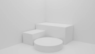 3D render soyut şekiller blok podyum tam daire sahne sunumlar için