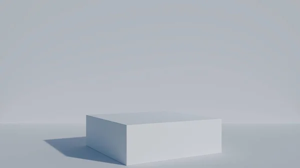 Beyaz kare podyum için sunumlar beyaz stüdyo yaktı. 3D render.