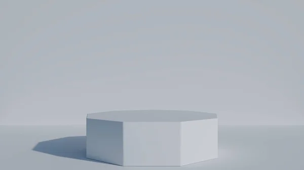 Beyaz atölye soyut tanıtım Sergisi merkezinde 3D Kaide beyaz