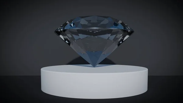 Presentación Gran Diamante Sobre Pedestal Blanco Minimalista Estudio —  Fotos de Stock