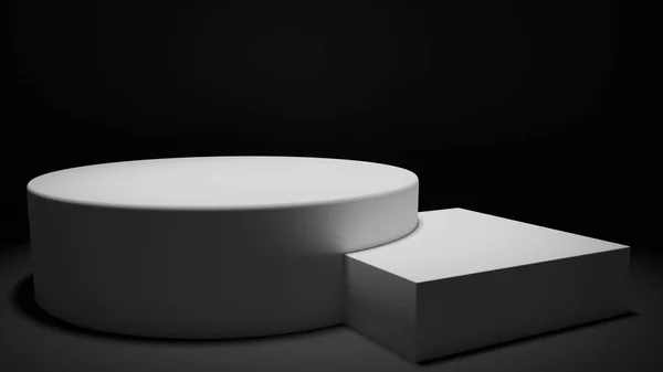 Escenografía Minimalista Podio Blanco Estilo Mixto Para Presentaciones Estudio — Foto de Stock