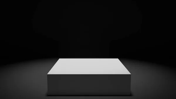Gesmolten Minimalistische Vierkante Tentoonstelling Podium Verlicht Het Donker Studio Omgeving — Stockfoto