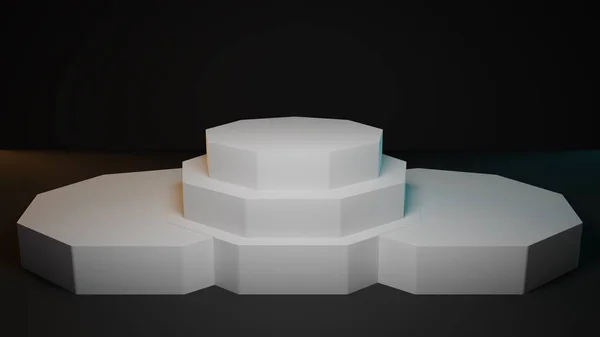 karanlık studio 3D işlenmiş soyut stil beyaz modern sunum podyum yaktı