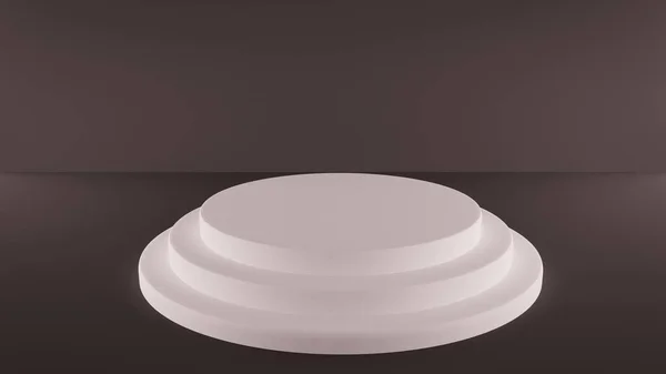 Pedestal Blanco Tres Niveles Para Presentaciones Objetos Productos Con Iluminación —  Fotos de Stock