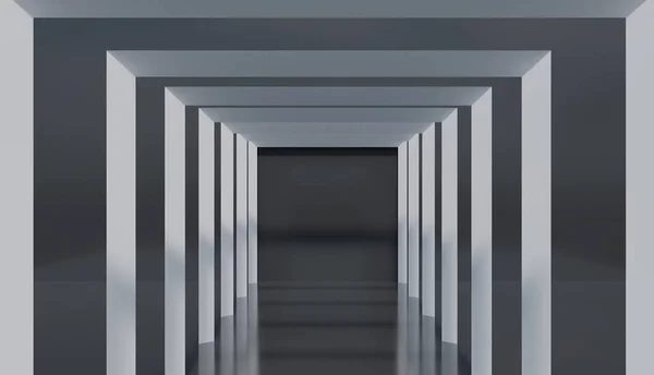 シンプルな正方形の建築装飾 光沢のある床 空白のリアルな で抽象的なトンネル パターン表示します — ストック写真