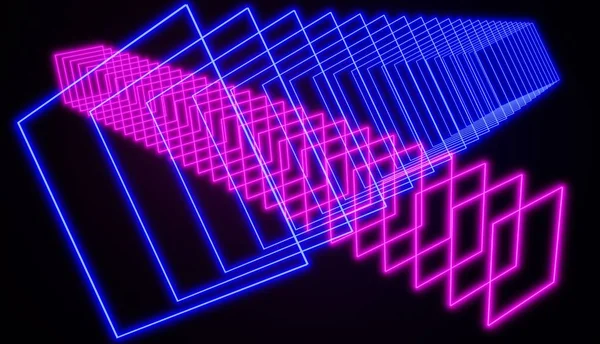 Cyber Retro Stílusú Neon Izzó Absztrakt Művészet Rózsaszín Kék Render — Stock Fotó