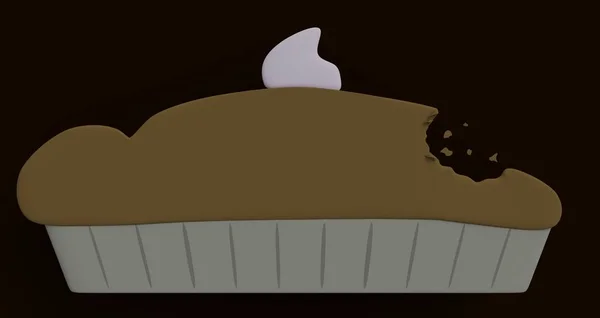 Изображение Укушенного Пирога Крошками Коры Кусочки Выделенные Темном Фоне Рендеринг — стоковое фото