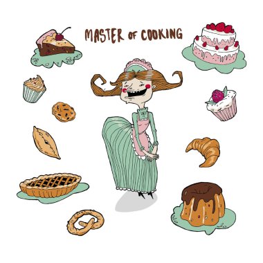 Bir ana mutfak, neşeli ve usta o! Kurabiye, kek, kek ve börek, sorun yok!