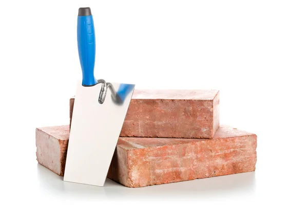 Trowel Bricks White Background Home Construction Renovation Concept — Stock Photo, Image