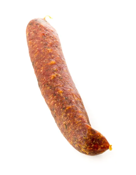 German Specialty Salami Hard Cured Sausage Whole White Background — Stock Photo, Image