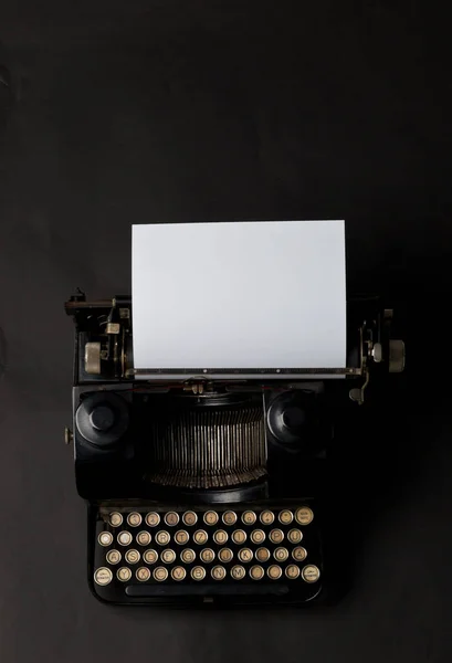 Vintage Typemachine Top Flatlay Geschoten Van Bovenaf Met Leeg Lege — Stockfoto