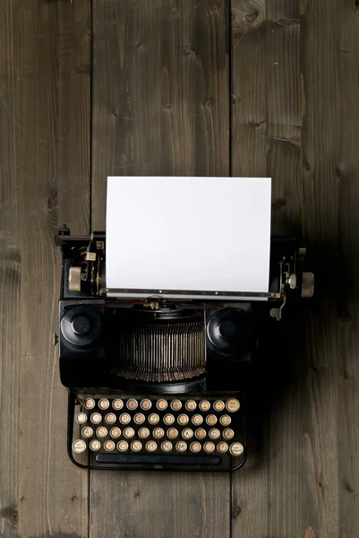 Vintage Máquina Escrever Top Flatlay Tiro Cima Com Vazio Folha — Fotografia de Stock