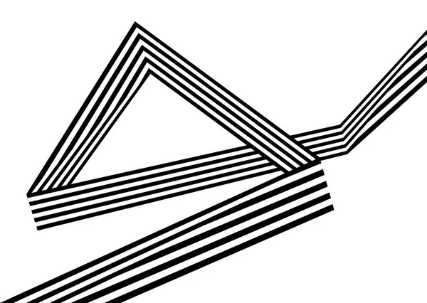 Abstracte Zwarte Witte Strepen Geometrische Vorm Gebogen Lint Geïsoleerd Witte — Stockfoto