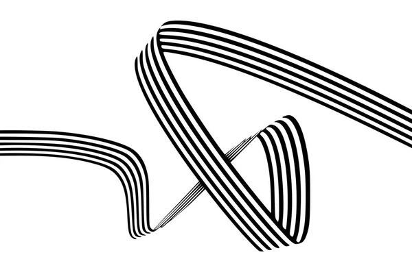 Abstract Black White Stripes Smoothly Bent Ribbon Geometrical Shape Isolated — Stock Photo, Image