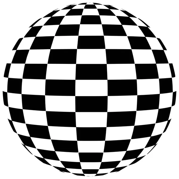 Abstract Black White Checkered Sphere Geometrical Shape Isolated White Background — Stock Photo, Image
