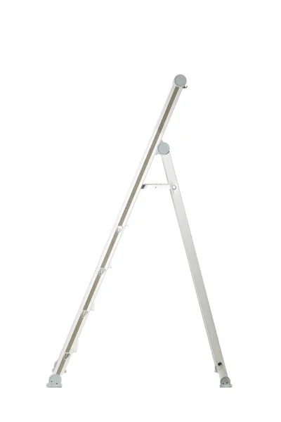 Single Aluminum Folding Metal Step Ladder Isolated White Background — Stock Photo, Image