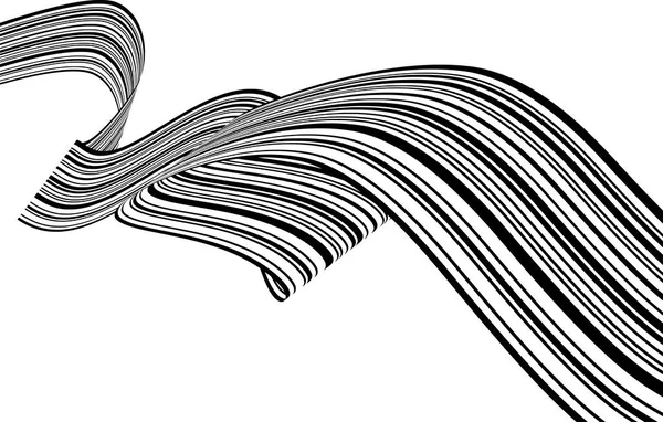 Absztrakt Fekete Fehér Csíkos Simán Hajlított Szalag Geometriai Alakzat Elszigetelt — Stock Fotó