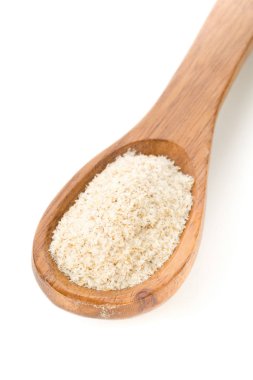 Psyllium kabuğu yığını da isabgol tahta kaşık w üzerinde denir