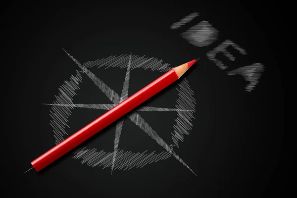 Creatief idee of oplossing vinden bedrijfsconcept, rood potlood een — Stockfoto