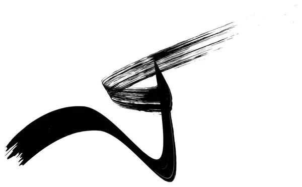 Abstrakcja Czarny pędzelek pasek gładko wygięty wstążka Geometrica — Zdjęcie stockowe