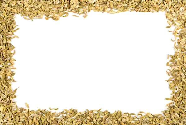 乾燥フェンネル種子フレームフラットレイトップビューテクスチャの背景ov — ストック写真