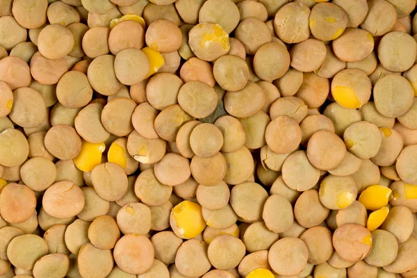 Raw, dry, uncooked brown lentil legumes frame filling texture ba — Stock Photo, Image