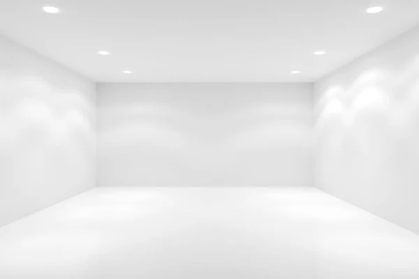 천장에 스포트 라이트와 빈 흰색 방 - 갤러리 또는 모드 — 스톡 사진